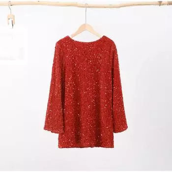 Платье с бантом и пайетками для женщин, зимнее, рождественское, с длинным рукавом, блестящие короткие платья, женское, с открытой спиной, вечернее, женское, мини-платье XS красный