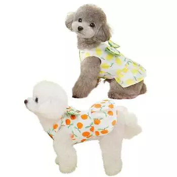 Платье с бантом и принтом для домашних животных, собак, кошек, летняя милая одежда принцессы для маленьких собак L