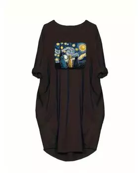 Платье с буквенным принтом больших размеров, повседневное весеннее платье с круглым вырезом с длинными рукавами, женская одежда больших размеров 1XL чёрный