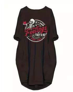 Платье с буквенным принтом больших размеров, повседневное весеннее платье с круглым вырезом с длинными рукавами, женская одежда больших размеров 1XL чёрный