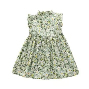 Платье с цветочным принтом для маленьких девочек 1–7 лет, пляжные платья на берегу моря, плиссированное платье трапециевидной формы 130