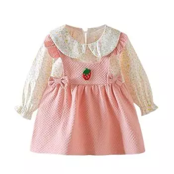 Платье с цветочным принтом для маленьких девочек, платье на подтяжках, платье с пышными рукавами и бантом, платье принцессы Лотиты, праздничные платья для вечеринок 80