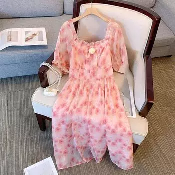 Платье с цветочным принтом для женщин больших размеров Niche Design Senior Sense XL розовый