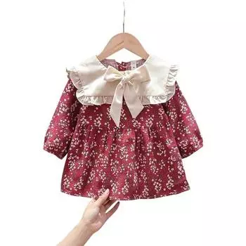 Платье с цветочным принтом и лацканами для девочек M