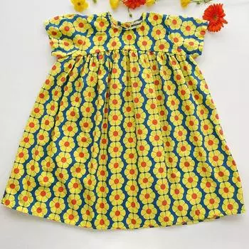 Платье с цветочным узором для девочек с круглым вырезом, прямая длинная юбка сладкой принцессы 15