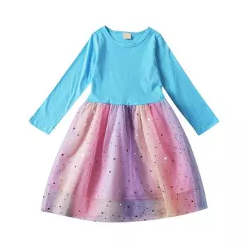 Платье с длинным рукавом для девочек - Тюлевое вечернее платье 130