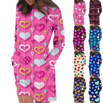 Платье с длинным рукавом для женщин, повседневный пуловер с принтом, платье-свитер, осень L бежевый