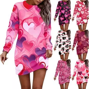 Платье с длинным рукавом для женщин, повседневное рождественское пуловер с принтом, платье-свитер, осень L