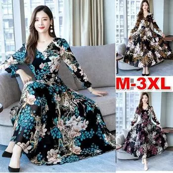 Платье с длинными рукавами и v-образным вырезом, женская осенняя облегающая женская длинная юбка трапециевидной формы, большая юбка L коричневый