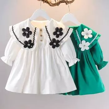 Платье с длинными рукавами с героями мультфильмов для маленьких девочек, детская одежда, детские платья принцессы, повседневная одежда 110 белый