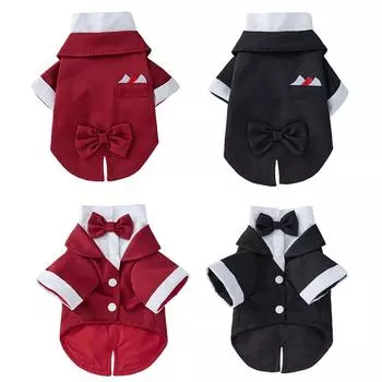 Платье с галстуком-бабочкой для собак Костюм джентльмена для собак Пальто для собак L