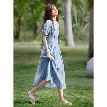 Платье с имитацией полого крошечного шелка, облегающее талию, летнее новое платье знаменитости S