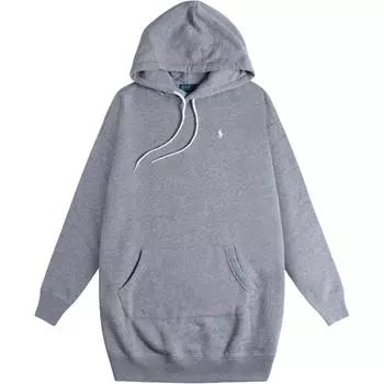 Платье с капюшоном из флиса с длинными рукавами и вышитым логотипом пони Polo Ralph Lauren для женщин, серое WMPODRSNFA20392-020 L
