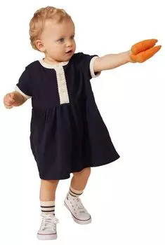 Платье с коротким рукавом A0BKN Темно-синее, 24 месяца, 86 см [Petit Bateau] тёмно-синий