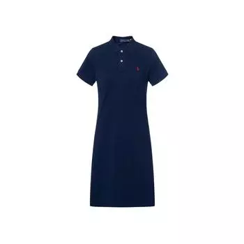 Платье с коротким рукавом и вышивкой логотипа Polo Ralph Lauren Женские платья Синий 211799490P-005 S