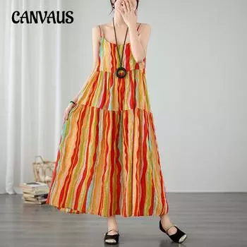 Платье с лямкой на шее больших размеров, праздничное хлопково-льняное платье с принтом в деревенском стиле, свободные женские платья с большим подолом One Size