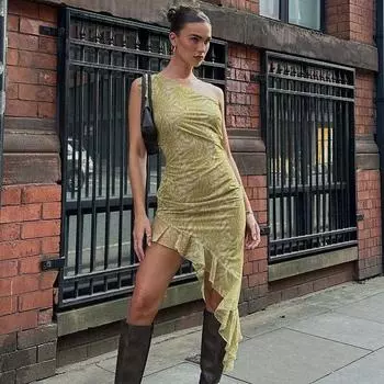 Платье с лямкой на шее для девочек, повседневная тонкая юбка для отдыха, летняя женская посылка, длинное платье до бедра, элегантное платье высокого класса, женская мода, сексуальная женская одежда S