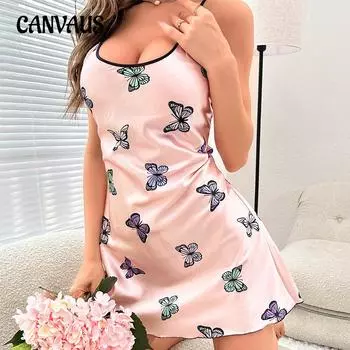 Платье с лямкой на шее в виде бабочки, имитация шелка, сексуальная ночная рубашка с открытой спиной и лямкой на шее, простой стиль, шелковая ночная рубашка из ледяного шелка для женщин S розовый