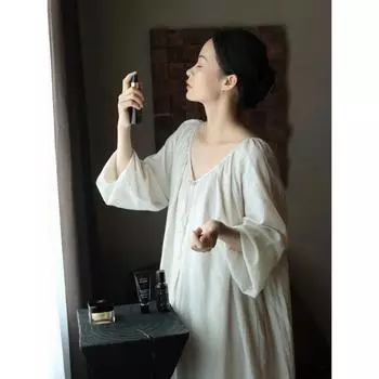 Платье с открытой французской спинкой, пижама, женская весенне-летняя пижама большого размера, однотонная, свободного кроя, повседневная сетка, домашняя одежда S