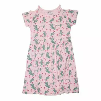 Платье с открытыми плечами и мотивом кактусов и роз Kids NAF NAF