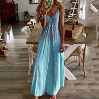 Платье с подтяжками градиентного цвета S розовый