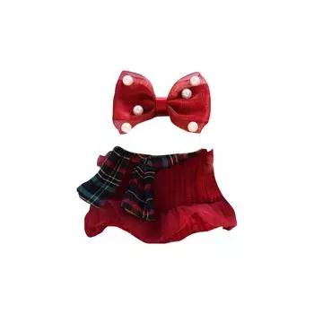 Платье с подвеской из ткани Rabu, комплект из шарфа в клетку и банта, плюшевое кукольное платье One Size