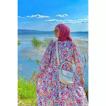 Платье С Принтом Летние Цветы - Бежевый