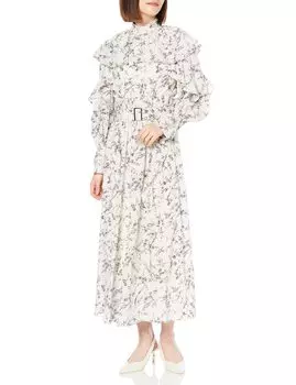 Платье с принтованным оборкой SWFO225159 NVY 1 [SNIDEL] женское тёмно-синий