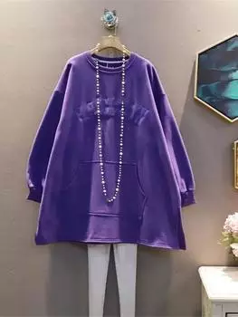 Платье с рисунком XITAO, женское пуловерное плиссированное платье с длинными рукавами и буквами ZY6569