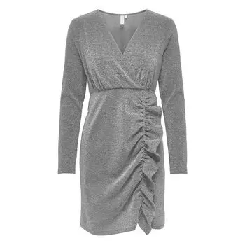 Платье с V-образным вырезом и переливающимися оборками ТОЛЬКО для женщин S темно-синий