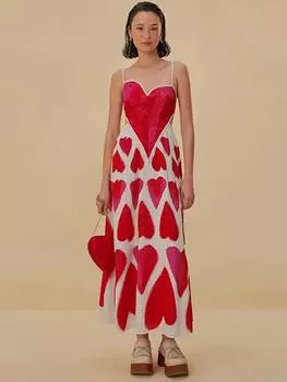 3D Сердцевидный V-образный вырез без рукавов с открытой спиной платье для женщин летнее пляжное женское праздничное вечернее платье M красный