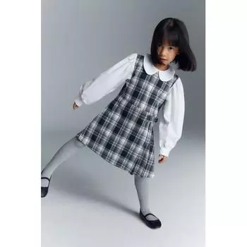 Платье с воротником HM серое в клетку