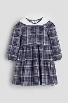 Платье с воротником HM синее в клетку