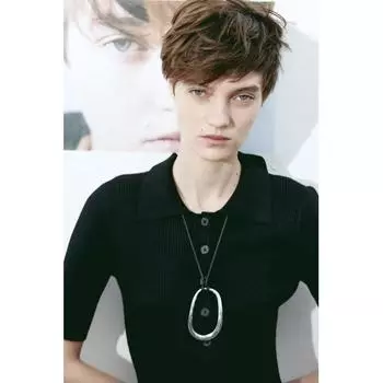 Платье с воротником в рубчик HM, черное