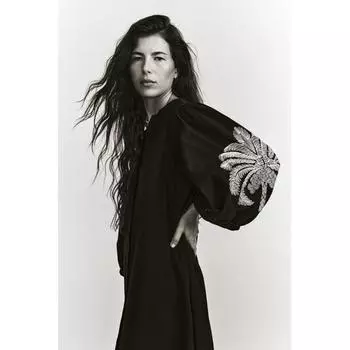 Платье с вышивкой HM, черное с вышивкой