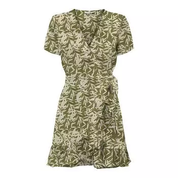 Платье с запахом и оборками в тропическом принте ТОЛЬКО для женщин XS хаки