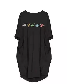 Платье с животным принтом больших размеров, повседневное весеннее платье с круглым вырезом с длинными рукавами, женская одежда больших размеров 1XL чёрный