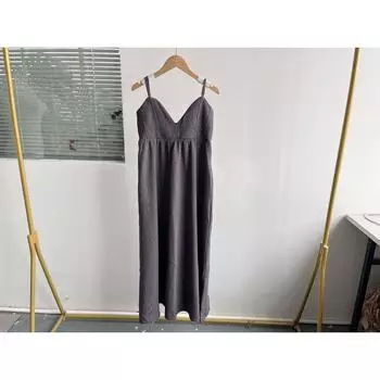 Платье-сарафан женское Building 9-39 Летняя простота Ретро Элегантное и щедрое средней длины Длинное Джинсовый стиль J25-3 Grey (paragraph 1) L