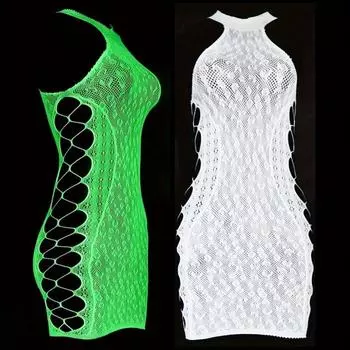 Платье-сетка с леопардовым принтом, светящееся в темноте - сексуальная ажурная прозрачная ночная рубашка для женщин, идеально подходит для вечеринок и пляжных выходов One-size