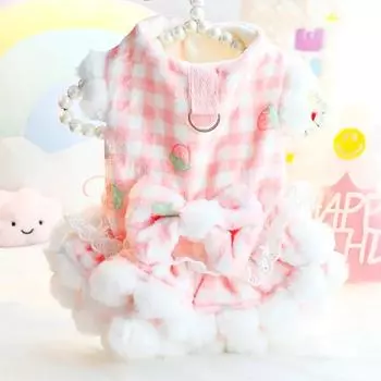 Платье-шар из меха для домашних животных, шерстяное платье для собак, осенне-зимнее толстое платье для кошек, принцессы, меховой шар, тяга, маленькая собачка, плюшевый питомец XS