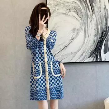 Платье-свитер для женщин, осень/зима, корейский свободный вязаный свитер с v-образным вырезом и длинными рукавами, прямое платье с внутренним рукавом, женское