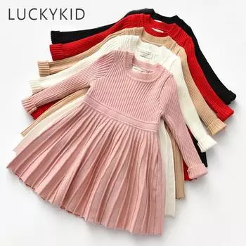 Платье-свитер с длинными рукавами для девочек, одежда принцессы для маленьких девочек, вязаные милые вечерние платья-пачки, рождественская одежда для маленьких девочек 2T бежевый