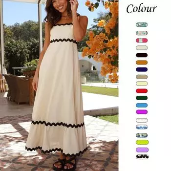 Платье свободного кроя с кружевом однотонного цвета и топом-трубой - 88106 Medium