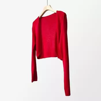 Платье Тенсель Кардиган Тонкий Длинный Рукав Юбка на Бретелях Red(In Stock on the same day.) All yards