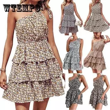 Платье-топ с наклонными плечами, женское многослойное кружевное платье-юбка без рукавов с принтом XXL белый