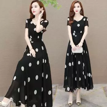 Платье-трапеция Ice Silk 2023 средней длины для женщин среднего возраста, больших размеров, длиной до колена. 4XL