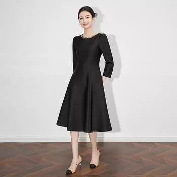 Платье-трапеция в стиле Хепберн с тяжелыми алмазными гвоздями - высококачественная блестящая юбка-свинг для женщин Large розовый