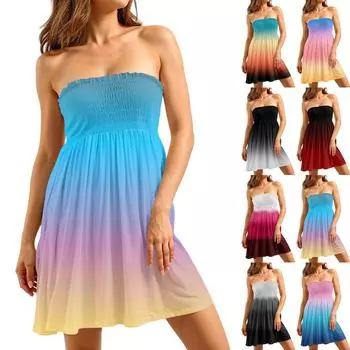 Платье-труба для женщин, милое сексуальное платье без рукавов с принтом на открытых плечах XXL оранжевый