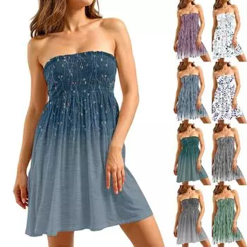 Платье-труба для женщин, милое сексуальное платье без рукавов с принтом на открытых плечах XXL белый