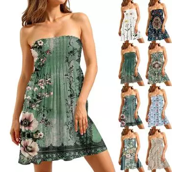 Платье-труба для женщин, милое сексуальное платье без рукавов с принтом на открытых плечах L